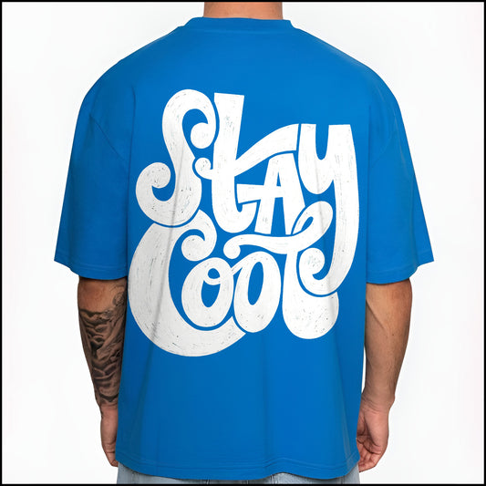 Blue, Back Printed, Oversized, STAY COOL