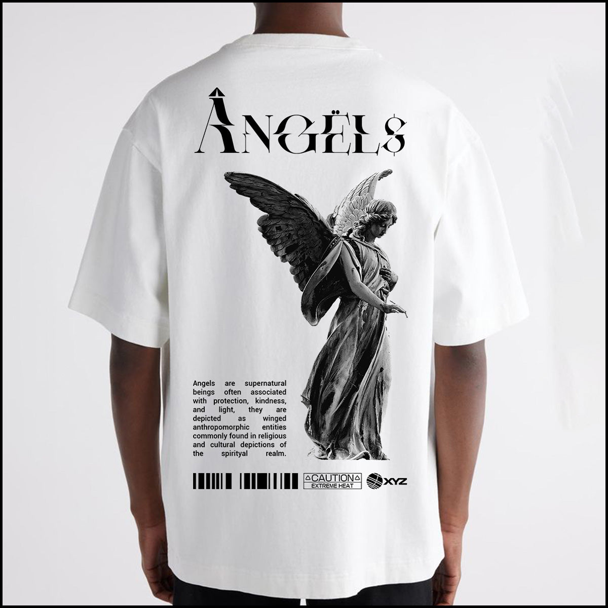 White, Back Printed, Oversized, ANGELS