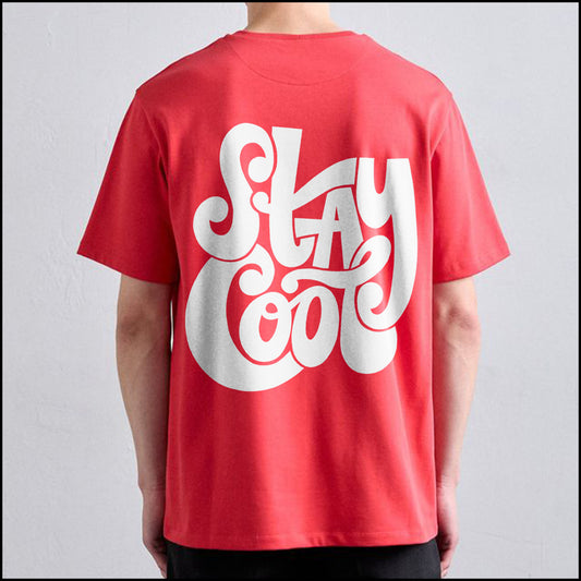 Red, Back Printed, Oversized, STAY COOL