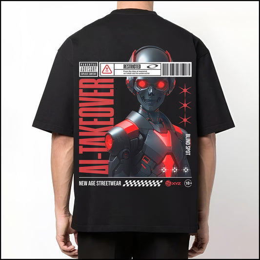 Black, Back Printed, Oversized, AI INVASION