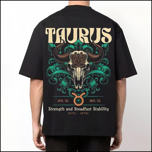 Black, Back Printed, Oversized, TAURUS