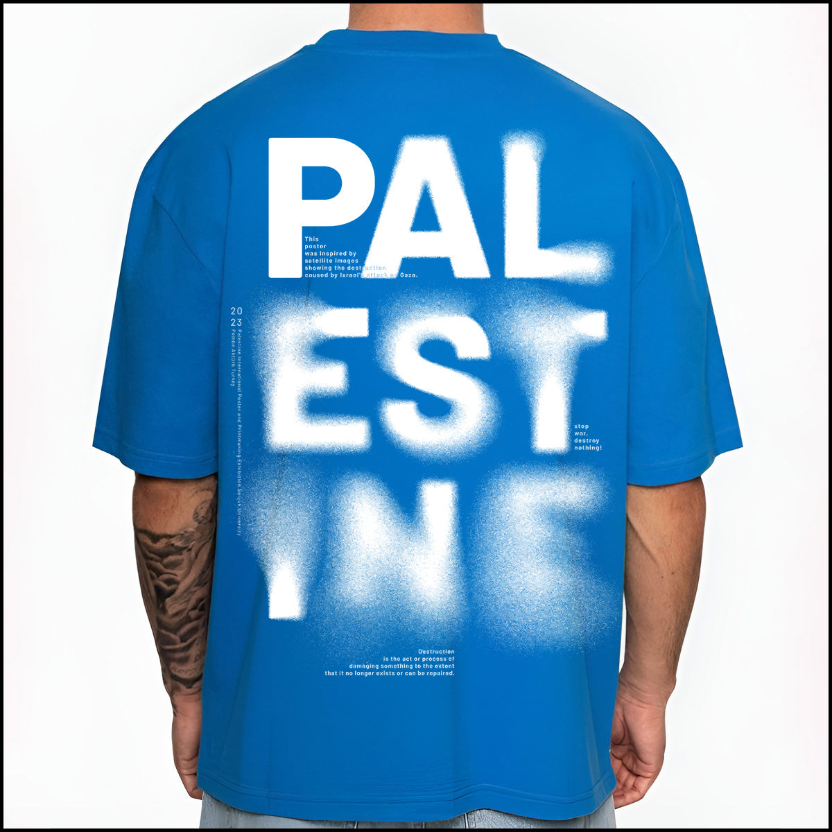 Blue, Back Printed, Oversized, PALESTINE