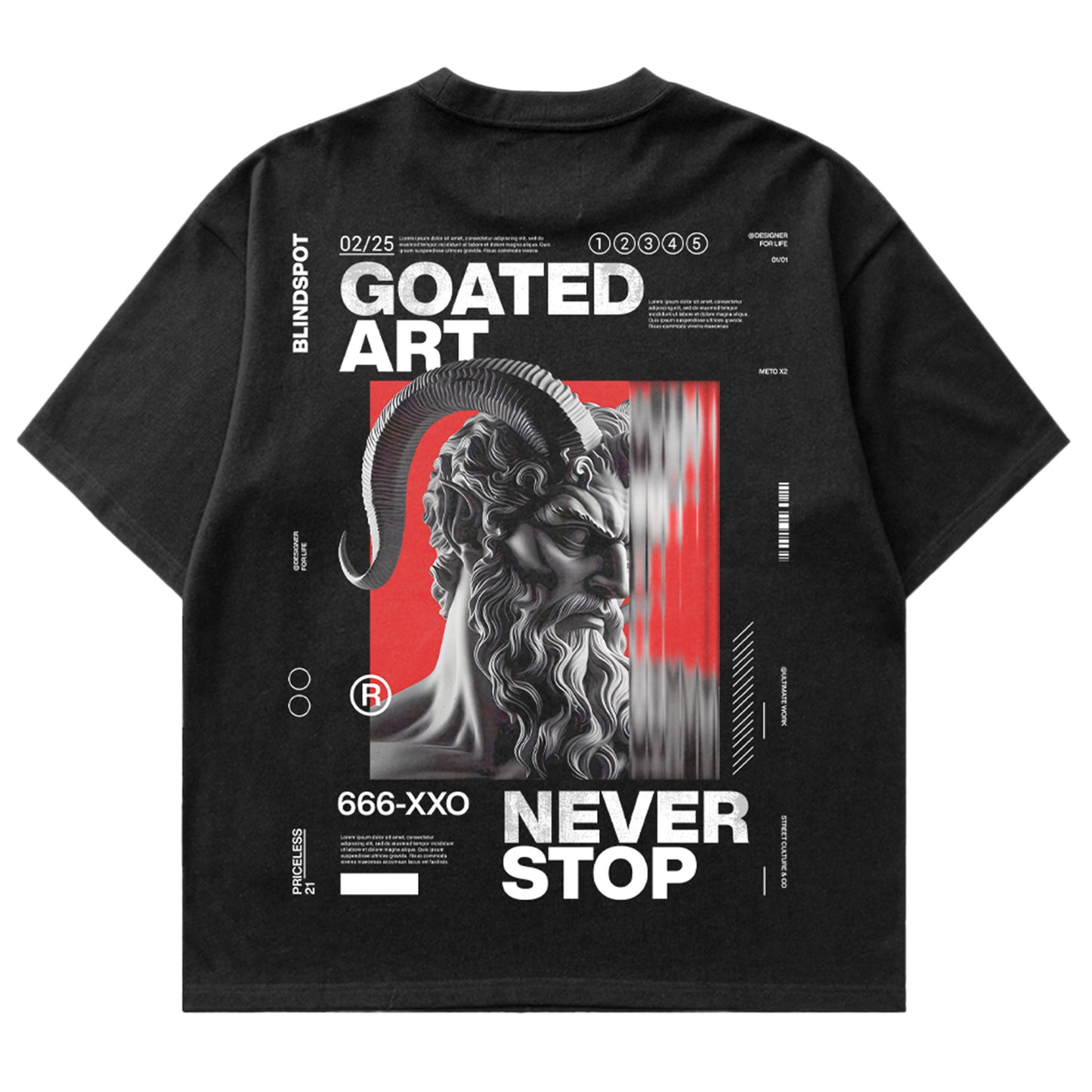 Black, Back Printed, Oversized, GOATED