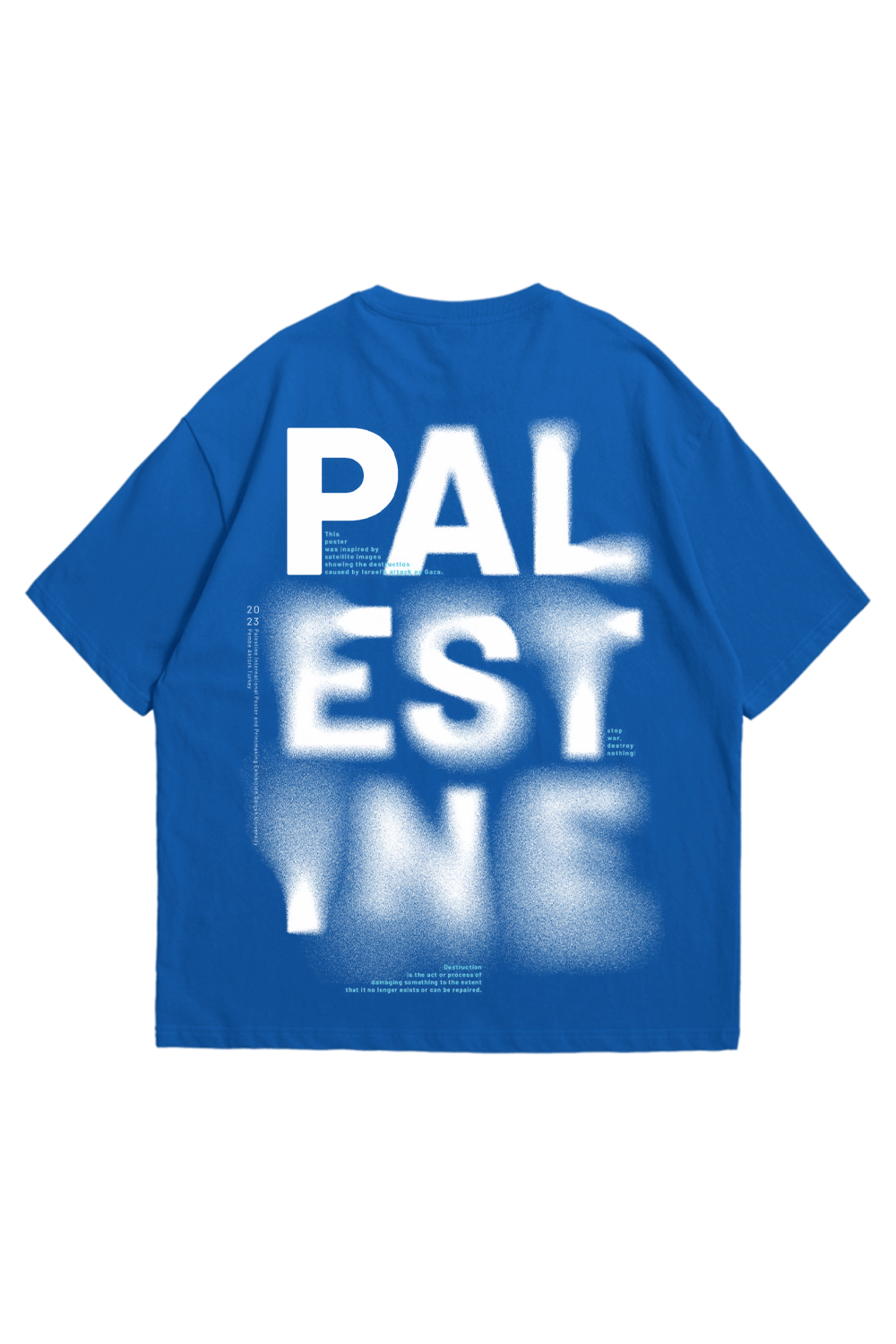 Blue, Back Printed, Oversized, PALESTINE