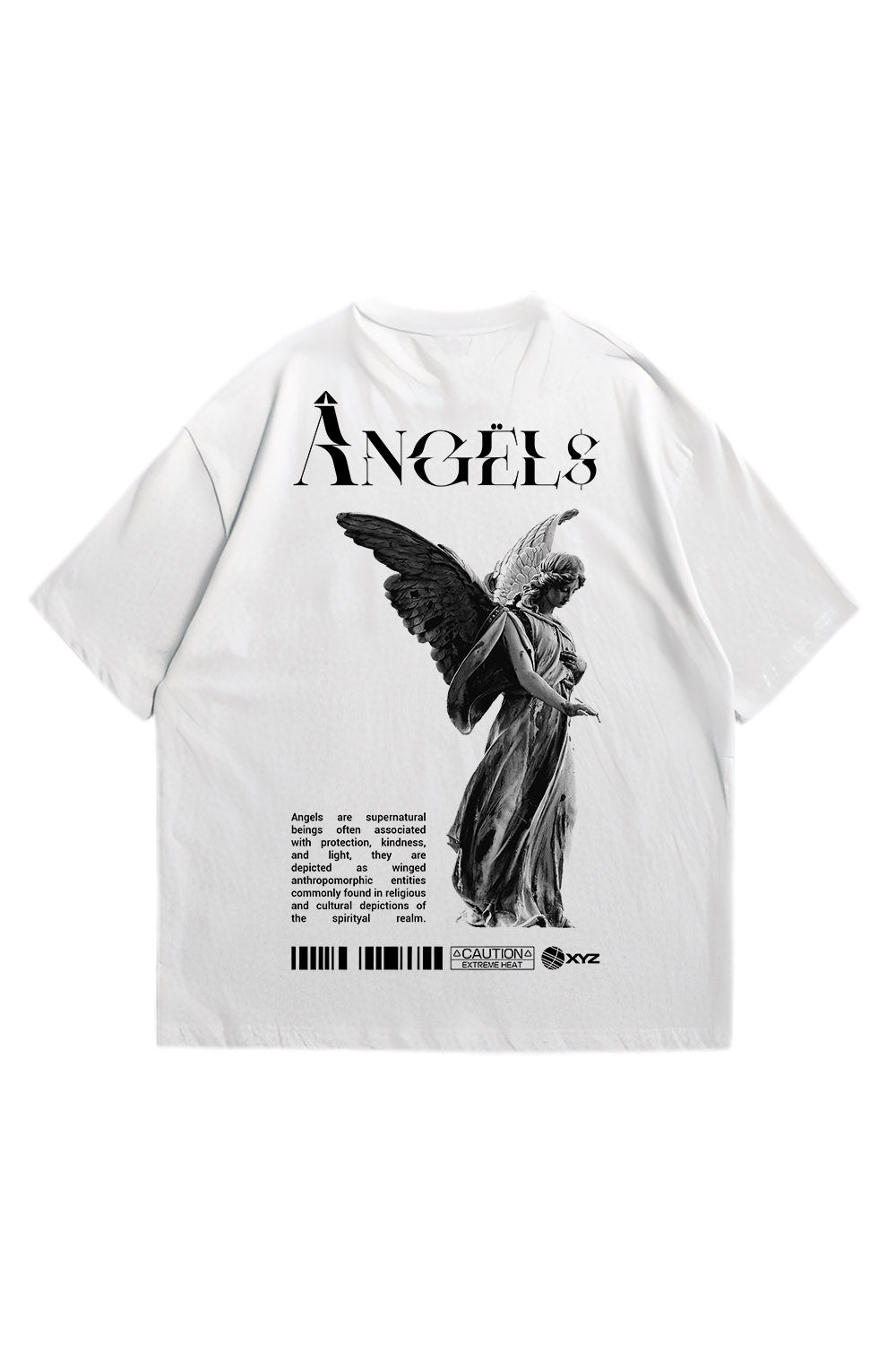 White, Back Printed, Oversized, ANGELS